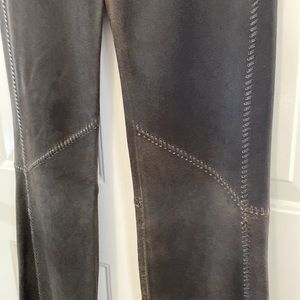 Brown Suede and Leather Stitch Flared Pants. Size 6